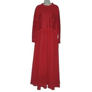 Roui Dress Red Plus Size Gown Long Lace Crochet Chiffon Party Boho Evening Sz 4X